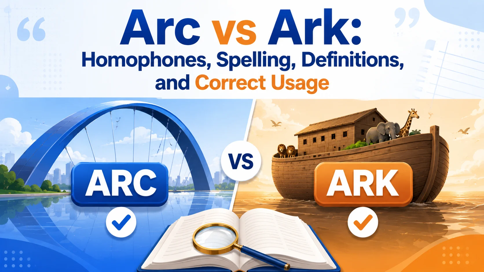 Arc vs Ark: Homophones, Spelling, Definitions, and Correct Usage