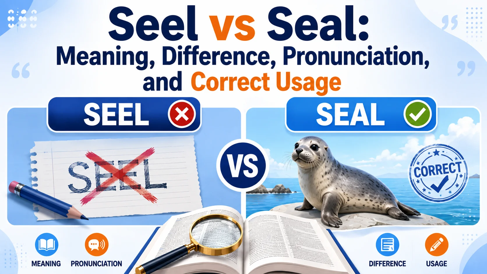 Seel vs Seal: Meaning, Difference, Pronunciation, and Correct Usage