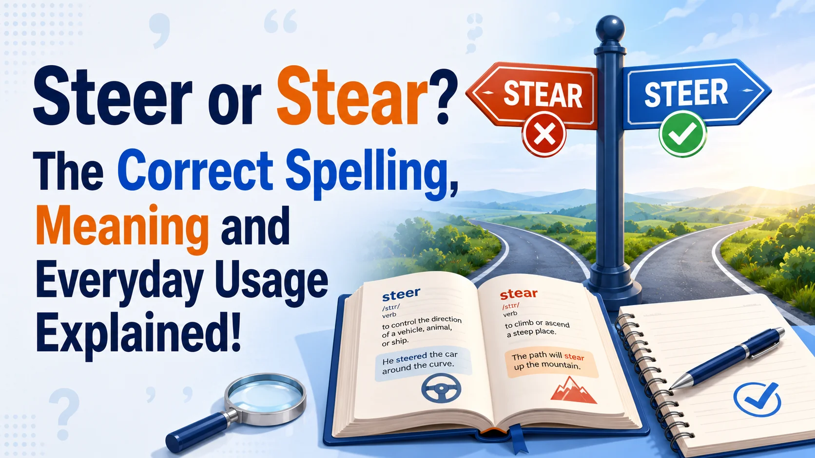 Steer or Stear? The Correct Spelling, Meaning and Everyday Usage Explained