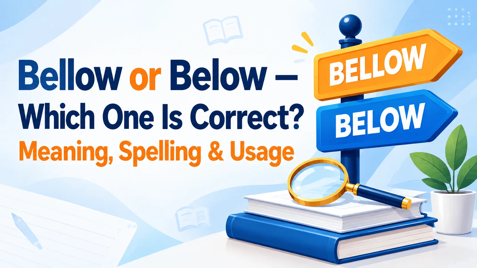 Bellow or Below – Which One Is Correct? Meaning, Spelling & Usage
